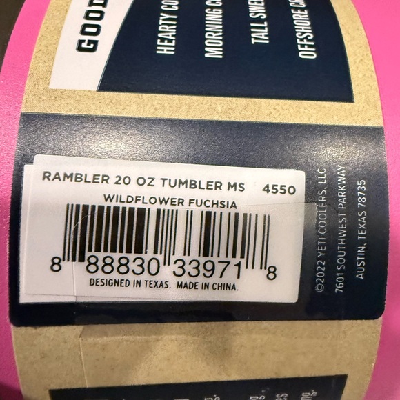 NWT Yeti Wildflower Fuchsia Rambler 20oz Tumbler - Picture 5 of 5